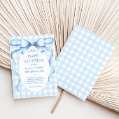 Invitation Baby Shower Ruban Bleu Gingham Garçon