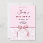 Invitation Baby shower ruban rose (Devant)