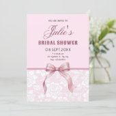 Invitation Baby shower ruban rose (Debout devant)
