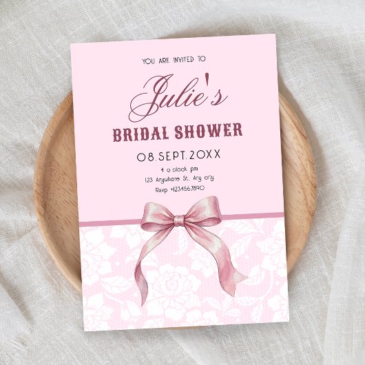 Invitation Baby shower ruban rose