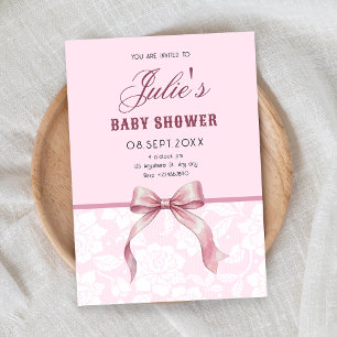 Invitation Baby shower ruban rose