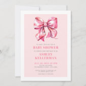 Invitation Baby Shower Ruban Rose (Devant)