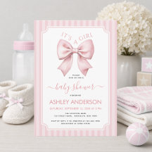 Baby Shower Ruban Rose C'est une Fille Coquette Ra