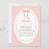 Invitation Baby Shower Ruban Rose Points Bébé Fille Moderne (Devant)