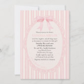 Invitation Baby Shower Ruban Rose Rayures Bébé Fille Mignon M (Devant)