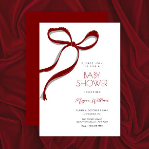 Invitation Baby shower ruban rouge