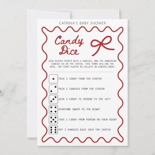 Invitation Baby Shower Ruban Rouge - Nom Modifiable, Invitati (Devant)