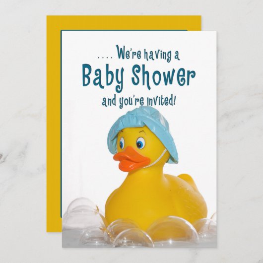 INVITATION baby shower - RUBBER DUCKY (Devant / Derrière)
