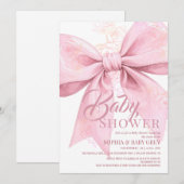 Invitation Baby Shower Rubis Rose Pâle (Devant / Derrière)