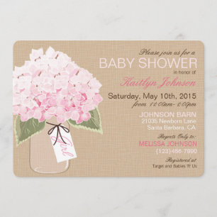 Invitation Baby shower russe de Hydrangea Mason Jar rose