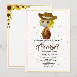 Invitation Baby shower Russe de tournesol Ouest Cowgirl Inv