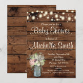 Invitation Baby shower russe, Mason Jar, Floral (Devant / Derrière)