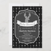 Invitation Baby shower russe moderne de cerfs noirs et blancs (Devant)