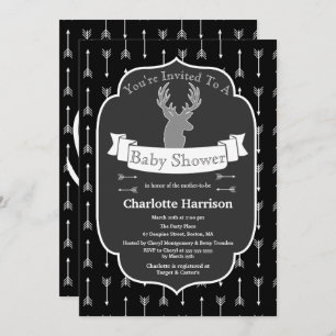 Invitation Baby shower russe moderne de cerfs noirs et blancs