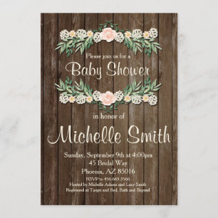 Invitation Baby shower russe, Rose, floral