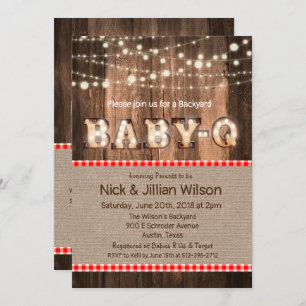 Invitation Baby shower Rustic Baby Q BBQ