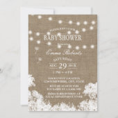 Invitation Baby shower Rustic Baby's Breath String Lumières (Devant)