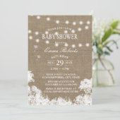 Invitation Baby shower Rustic Baby's Breath String Lumières (Debout devant)