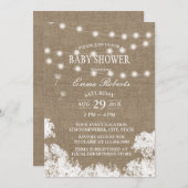 Invitation Baby shower Rustic Baby's Breath String Lumières (Devant / Derrière)