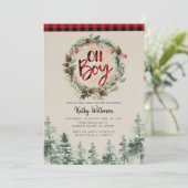 Invitation Baby shower Rustic Boy de Lumberjack (Debout devant)