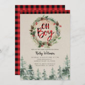 Invitation Baby shower Rustic Boy de Lumberjack (Devant / Derrière)