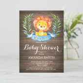 Invitation Baby shower Rustic Boy Lion (Debout devant)