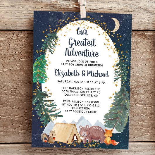 Invitation Baby shower Rustic Camping Adventure Couples
