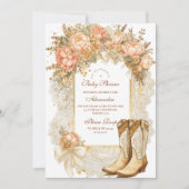 Invitation Baby shower Rustic Country Peony Boots (Devant)