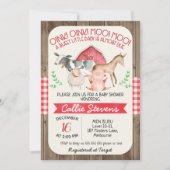 Invitation Baby shower Rustic Farm Animals (Devant)
