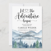 Invitation Baby shower Rustic Forest Adventure Mountains (Devant)
