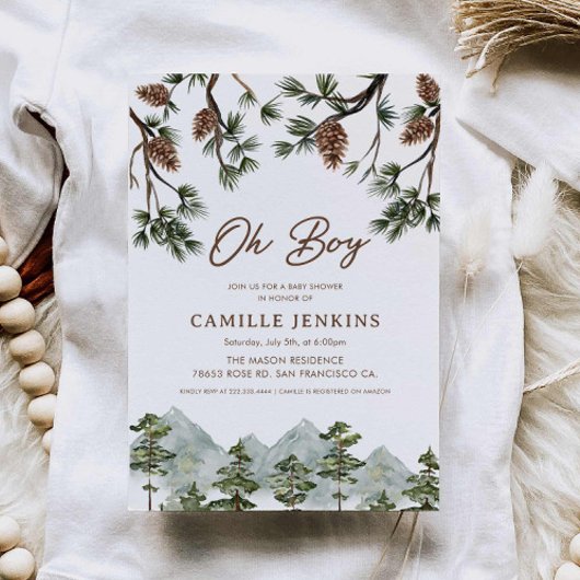 Invitation Baby shower Rustic Forest Boy