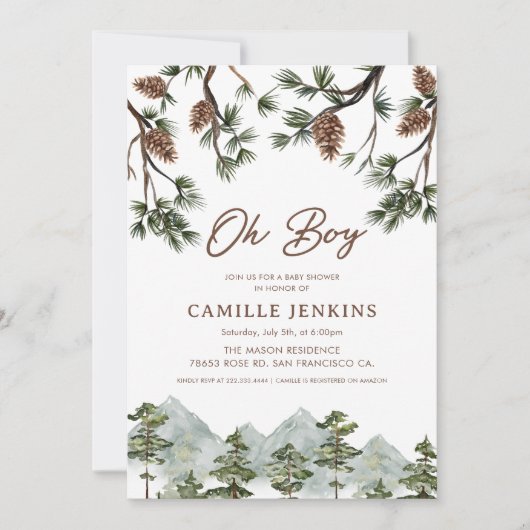 Invitation Baby shower Rustic Forest Boy (Devant)