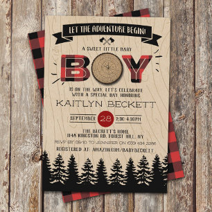 Invitation Baby shower Rustic Forest Plaid Lumberjack Boys