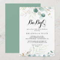 Baby shower Rustic Gold Floral BabyQ Barbecue