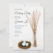 Invitation Baby shower Rustic Nesting Party Blue Oeufs (Devant)
