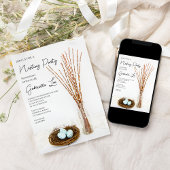 Invitation Baby shower Rustic Nesting Party Blue Oeufs