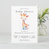 Invitation Baby shower Rustic Online Giraffe (Debout devant)