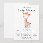 Invitation Baby shower Rustic Online Giraffe (Devant / Derrière)