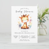 Invitation Baby shower Rustic Online Giraffe (Debout devant)