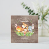 Invitation Baby shower Rustic Sweet Jungle Safari Animaux (Debout devant)
