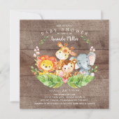 Invitation Baby shower Rustic Sweet Jungle Safari Animaux (Devant)