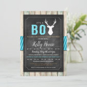 Invitation Baby shower Rustic Wood Buck Boy (Debout devant)