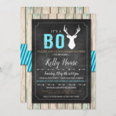 Invitation Baby shower Rustic Wood Buck Boy (Devant / Derrière)