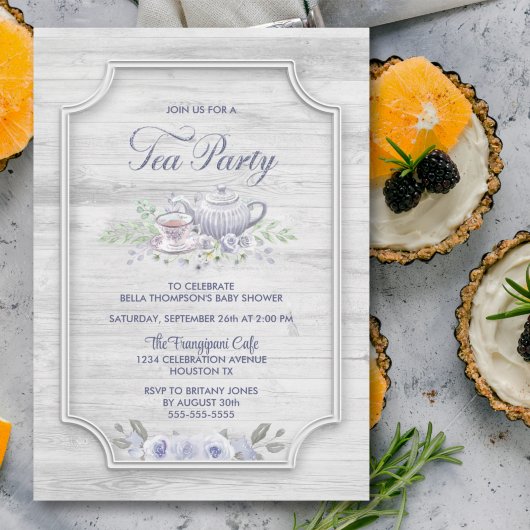 Invitation Baby shower Rustic Wood Tea Party