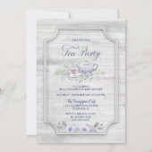 Invitation Baby shower Rustic Wood Tea Party (Devant)