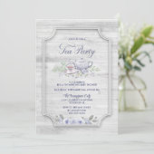 Invitation Baby shower Rustic Wood Tea Party (Debout devant)