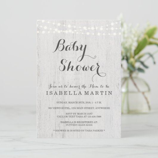 Invitation Baby shower rustique (Debout devant)