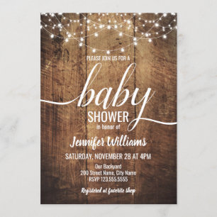 Invitation Baby shower rustique