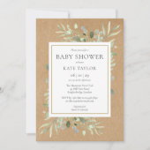 Invitation Baby shower rustique|Aquarelle à saupoudrer Verdur (Devant)