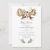 Invitation Baby Shower Rustique Aquarelle Forêt (Devant)